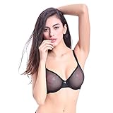 Varsbaby Women See-through Lace Push Up Transparent Everyday Bra (V279TS, 40C, Black)