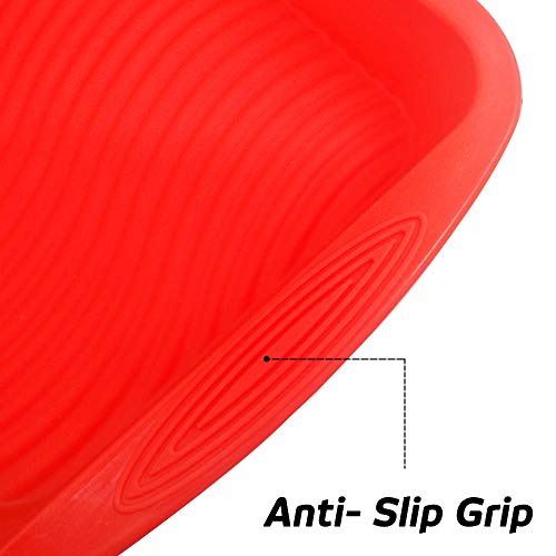 Set of 2, Silicone Cake Baking Pan, findTop Square Shape 8.5 Inch Cake Mold and 9 Inch Round Shape Non-Stick Bakeware Mold, Red