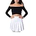 Mixmax Women High Waist Pleated Mini Tennis Skirt (White, Medium)