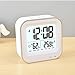 COBOOT Digital Alarm Clock Rechargeable, Samshow Small Desk Clock with Temperature, Humidity, Week 12/24h Display, Snooze, Travel Clocks for Teens, Kids (White)