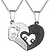 SHINYSO Stainless Steel Mens Womens Couple Pendant Necklace Love Heart CZ I Love You Puzzle Matching