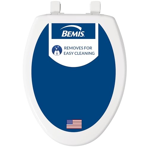 Bemis 7300SLEC Slow Close Toilet Seat, Easy Clean Hinges and Durable Plastic Seat, Made in USA, Elongated, White