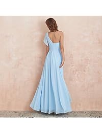 RJOAM Vestido largo asimétrico de noche para dama de honor con un hombro para mujer
