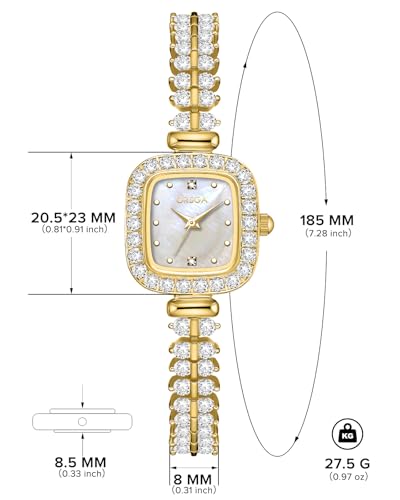 CIVO Women's Watch Small Analogue: Waterproof Rectangular Dial Wristwatches with Stainless Steel Silver Gold Strap – Elegant Gift for Women Anniversary Birthday Gift