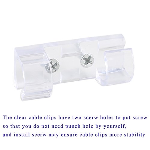 Cable Clips Self-Adhesive INNKER 32Pack Heavy Duty Cable Clips Wall Desktop Cable Clips Adhesive Cable Cord Management Wire Holders Wire Organizer Management System Transparent Screws Provided - Thumbnail 2
