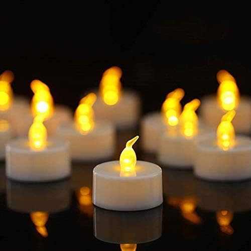 Tappovaly Battery Operated Flameless LED Tea Lights Candles 200 Hours Realistic Flickering Battery Operated Tea Lights Seasonal for Halloween Decoration,Festivals,Weddings(24 Pack Warm Yellow)