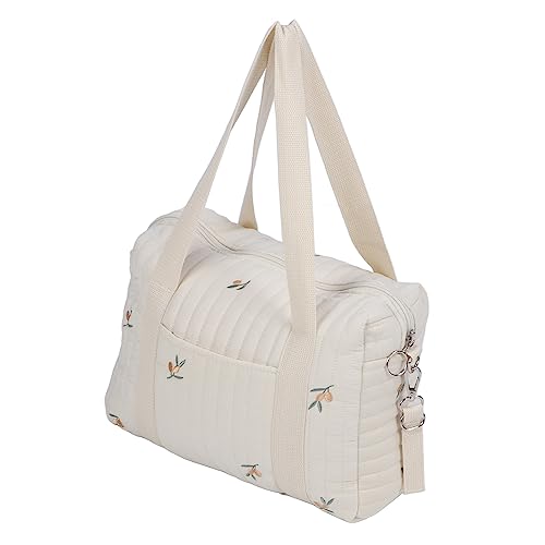 Focket Baby Stroller Organizer, Universal Large Space Baby Diaper Bag with Zipper, Embroidery Mom Handbag Stroller Accessories Storage Bag for Diaper, Phone, Keys, Toys, Baby Items (Olive Bag)