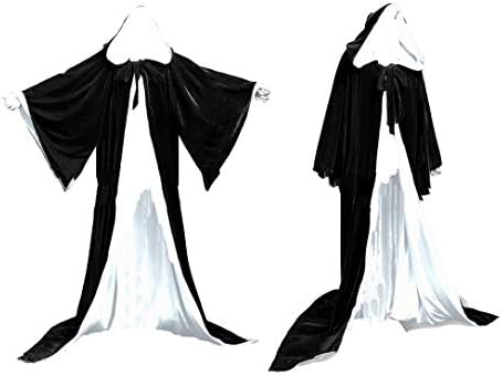 Colorful Lining Velvet Wedding Hooded Cloaks Black Wicca Capes Bell Sleeves