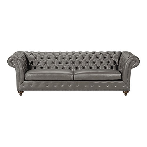 Buy Ethan Allen Mansfield Leather Sofa, 101 Sofa, Omni Charcoal TopGrain Leather Online at