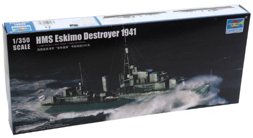 Trumpeter HMS Eskimo WWII British Tribal Class Destroyer Ship Model Kit (1941), Scale 1/350