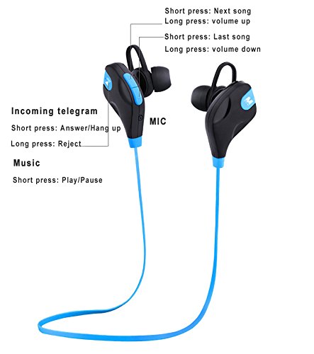Prime wireless bluetooth headset - Hands free noise cancelling with microphone - Best over ear waterproofing headphones for sports 4.1 version portable for use with iPhones, Androids and most devices - Thumbnail 5