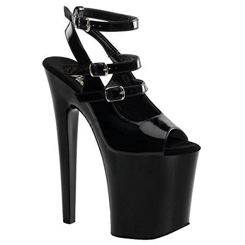 Womens High Platform Sandals Extreme Inch Heels Black Patent - Main Image