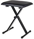 kwanchan Adjustable Piano Keyboard Bench Leather Padded Seat Folding Stool Chair (Black)