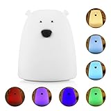 Night Light,S&G Silicone Kitty Night Light for Kids Toddler Baby Girls Rechargeable Cute Night light (Little Bear)