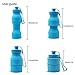 Asrisuk Sports Collapsible Water Bottle 27 oz, Folding BPA Free Silicone Water Bottle 800ml FDA SGS Test Pass for Traveling, Camping, Hiking, Walking, Running (Blue)