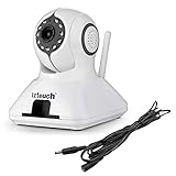 iZtouch IZSP-006 Black + 10ft Black Extension DC Power Cable 1280x720P HD H.264 Wireless/Wired IP Camera with Two-Way Audio IR-Cut Filter Night Vision Pan/Tilt Control QR Code Scan