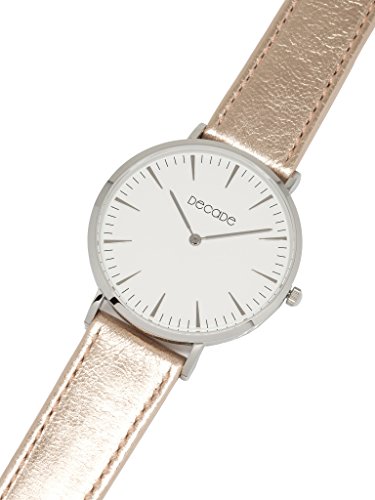 DECADE Unisex Wrist Watch Silver with Different Bracelets (Rose/Metalic-Leather)