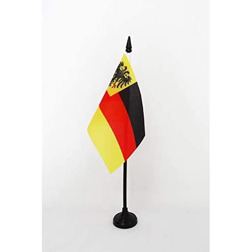 AZ FLAG - German Confederation 1815-1866 Table Flag 4'' x 6'' - Deutscher Bund Office Mini Banner 100% Polyester 15 x 10 cm - Mini Desk Flag with 10'' Pole and Black Plastic Base