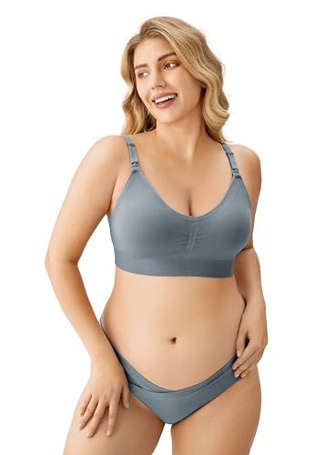 HBselect Women Maternity Bras 5 Pack Nursing Bras for Breastfeeding Seamless Pregnancy Sleep Bralette with Extra Extenders