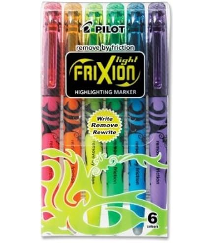 Surligneurs Effaçables Pilot Frixion Light - 4 Couleurs (rose, Vert, Jaune, Orange), Trait 4mm, Plastique Recyclé