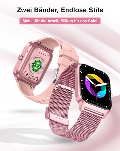 KALINCO Smartwatch Men Women Blood Pressure Watch with Bluetooth Telephony, AI Fitness Tracker with Heart Rate SpO2 Stress, 100+ Sports Modes, Fitness Watch, World Watch, Sleep Analysis, Gift Ideas for iOS Android