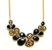 LUX ACCESSORIES Faceted Black Leopard Teardrop Stone Statement Bib Chain Necklace
