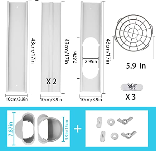 LEZIFU Portable Air Conditioner Kit with Hose, Adjustable Window Seal with 5.9 Inch Diameter 59" Length Hose for Vertical/Horizontal Window