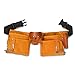 New & Improved Quality, 11 Pocket Leather Construction Tool Belt, Work Apron, with Adjustable Poly Web Belt Quick Release Buckle