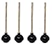 Heavy Duty Black Toilet Plunger with Double Thrust Force Suction Cup, Long Wooden Handle & Large Suction Cup, Clogged Toilet Solution for Bathroom - Set of 4
