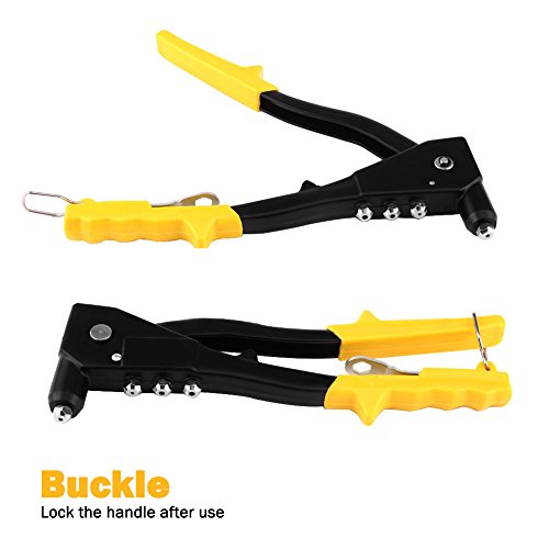 Riveters Gun, Blind Rivets Pop Rivet Gun Kit, Hand Repair Tools Riveter, Heavy Duty Riveting Tool with Rivet Heads and Wrench, Rrivnut Gun for Metal, Wooden and Plastic Yellow