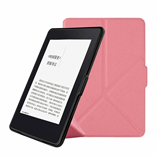 For 6 inch Amazon Kindle Paperwhite 2016(7th Generation) ,Saingace Portable Carry Protective Magnetic Auto Sleep PU Leather Cover Case +Free Gift (Pink)