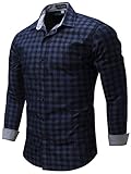 Neleus Men's Long Sleeve Button Down Denim Work Shirt,086,Dark Blue,US M,EUR L