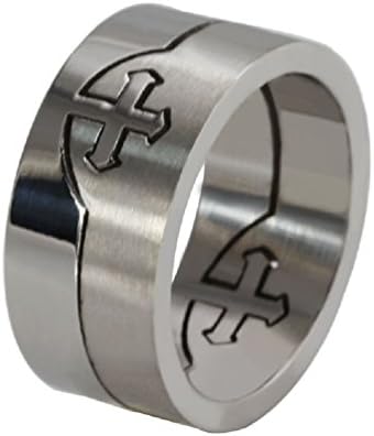 CSG Titanium Steel Cross Mens Rings Detachable Split