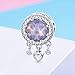 WOSTU 925 Sterling Silver Exquisite Charms Pink Love Heart Bead Charm for Bracelets The Key of Heart Charms Beads for Women (Purple)