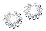 BODYA Blue Cz Gems Crystal Sunflower Nipple Shield Rings Non-piercing Clip on Circle Nipple Ring Tribal Floral Pair (pair)