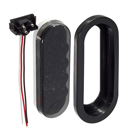thumbnail image 2 of 6" Oval Trailer Tail Lights White 3-Function LED | Strobe + High/Low Lights Surface Mount Waterproof 2 of 9