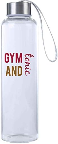 "Gym and Tonic" Inspirational Fitness Water Bottle, Workout Glass Bottle, BPA Free, Glass, Laugh Everywhere With This 20 oz. Trendy Water Bottle!