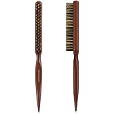 GranNaturals Hard Bristle Teasing Hair Brush for Women - Stiff Slick Back Comb with Rat Tail Pick for Hair Sectioning Used for Edge Control, Backcombing, Smoothing, Styling Fine Hair to Create Volume