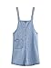 Verdusa Women's Classic Straps Denim Bib Sleeveless Ripped Pocket Dress