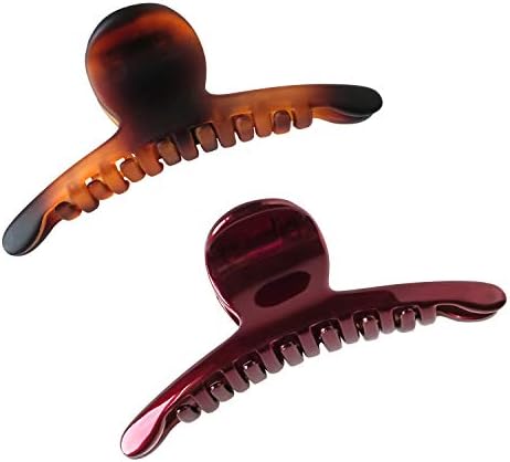 Zhooch Hair Claw Clip - Skinny Chic & Basic. Medium Size, Hair Jaw Clamp, Butterfly Hair Clip with Inner teeth, Low Profile, Premium quality, Painted Strong Hold Spring. (Burgundy + Brown Matte)