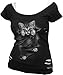 Spiral - Womens - BRIGHT EYES - 2in1 White Ripped Top Black