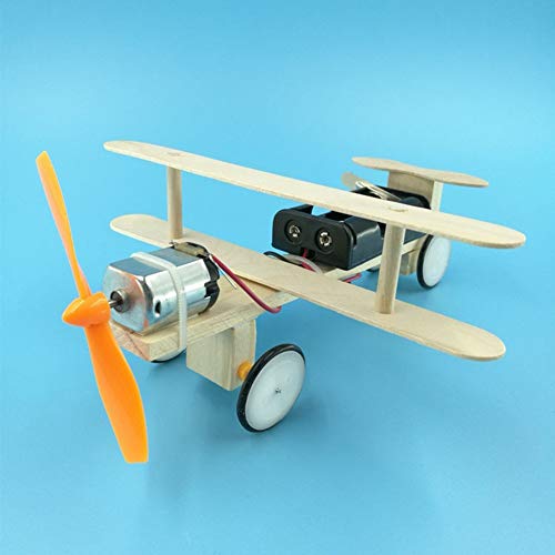 Children Kids Wooden DIY Assembled Electric Airplane Glider Plane Model Toy