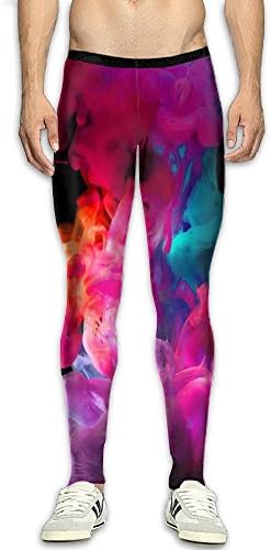 EWUYBZ Men's Compression Pants Baselayer Running Tights Fantasy Smoke 3D Print Fitness Sports Leggings
