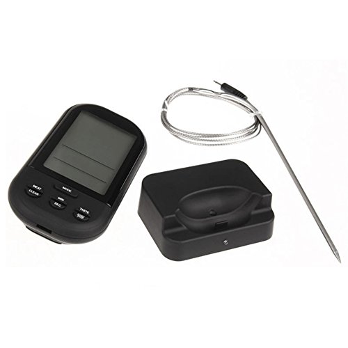 CactusAngui Wireless Digital Meat Thermometer Remote BBQ Kitchen Cooking Oven with Timer Silver - Thumbnail 3