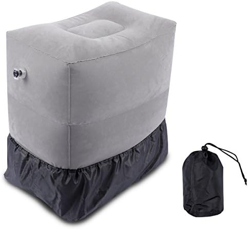 フットレスト 足枕 足置き 18 車中泊 便利グッズ エアー オットマン 飛行機 クッション Crazylynx 車内 オフィス 家 携帯便利 3段階の高さ調節 エコノミー症候群対策 収納袋付き