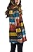 ECOWISH Womens Cardigans Striped Long Sleeve Open Front Stitching Casual Kimono Cardigans Red S