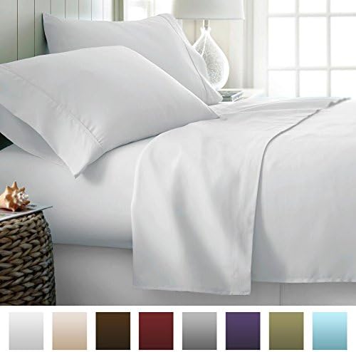 Beckham Hotel Collection 1500 Series Luxury Soft Brushed Microfiber Bed Sheet Set Deep Pocket - Cal King - Pure White