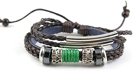 1 Piece Women's Men's Fashion Strand Bracelet Leather Handmade 2042 Beads Snake Print Braided Bangle