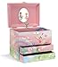 Jewelkeeper Jewelry Box for Girls - Spinning Ballerina Doll to Swan Lake Tune Music Box - Pink Jewelry Boxes for Girls with 2 Drawers - Ideal for Storing Necklaces and Bracelets - 7Lx5Hx6W Inches