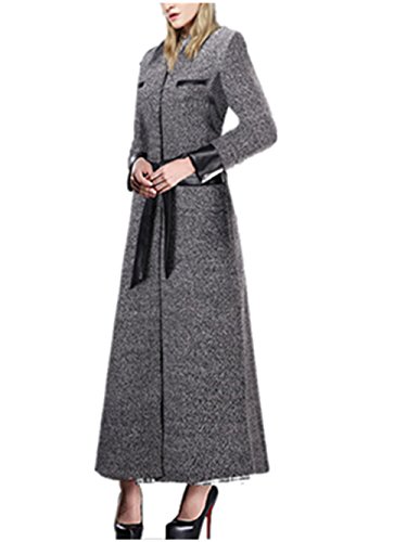 Friendshop Womens Winter Belted Big Hem Woolen Maxi Trench Jacket Long Coat